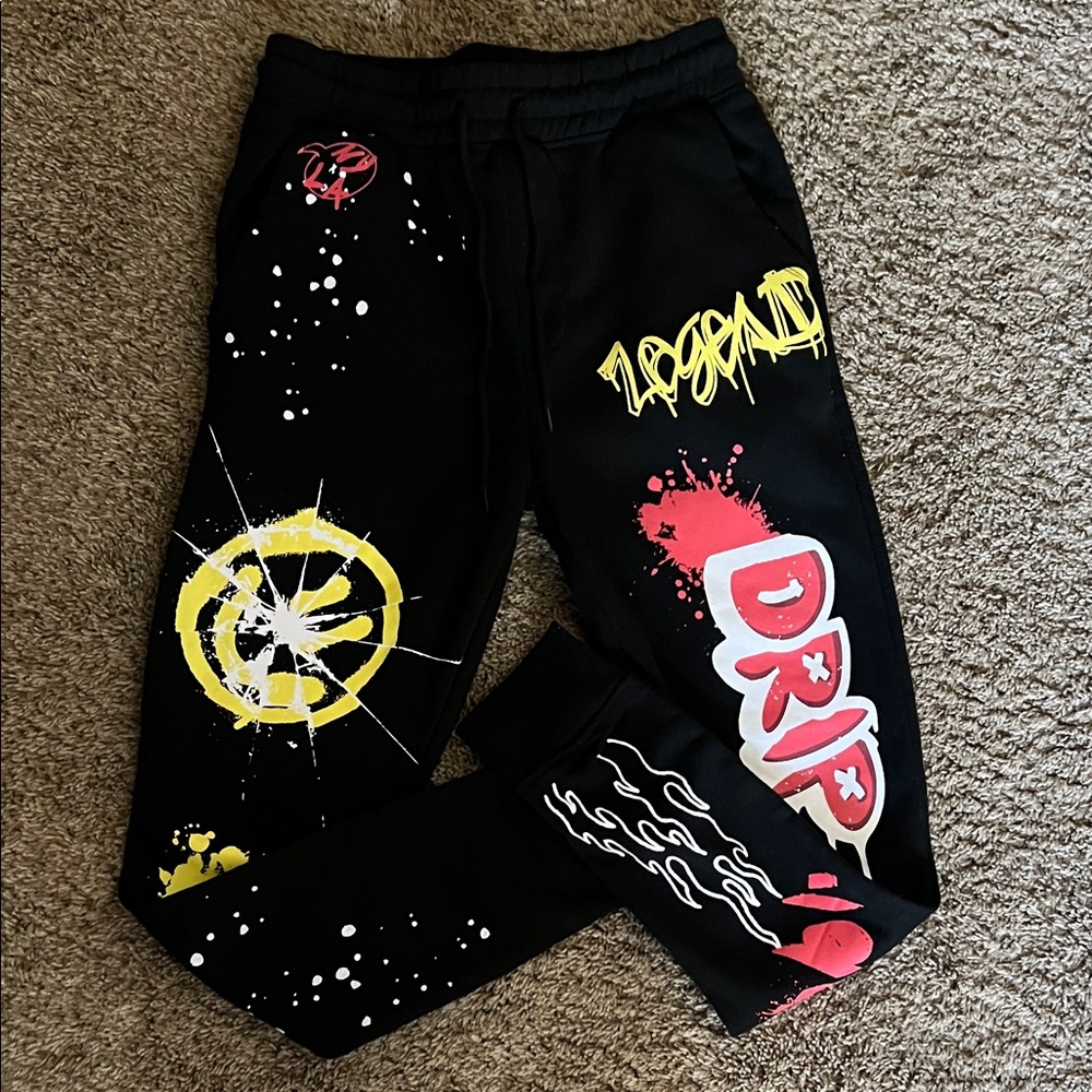 Brooklyn Cloth Black Graphic Mens Joggers Size S